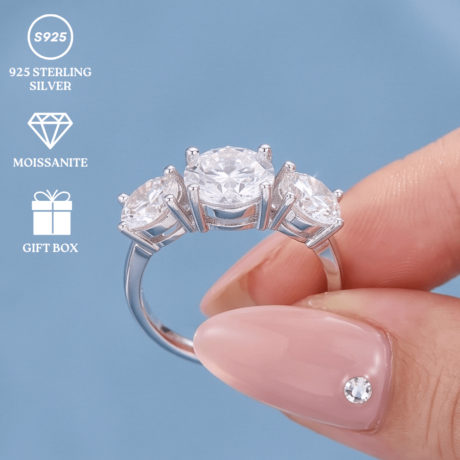 Stylish 2/4 Carat White Moissanite Ring, 925 Silver