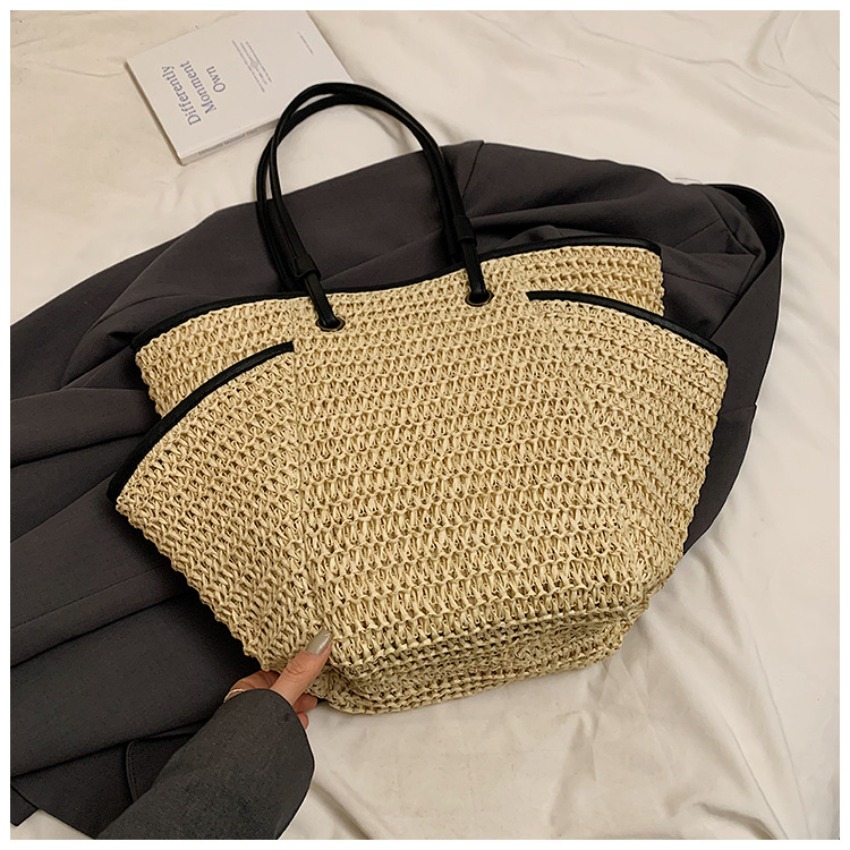Image of Spring And Summer New Simple And Fashionable Large-capacity Straw Woven Bag Shoulder Woven Bag Women's Bag Lazy Bag