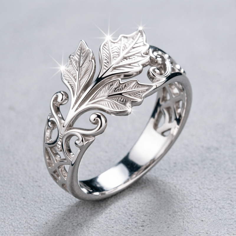 Stylish Hollowed-Out Maple Leaf Ring, Daily Wear
