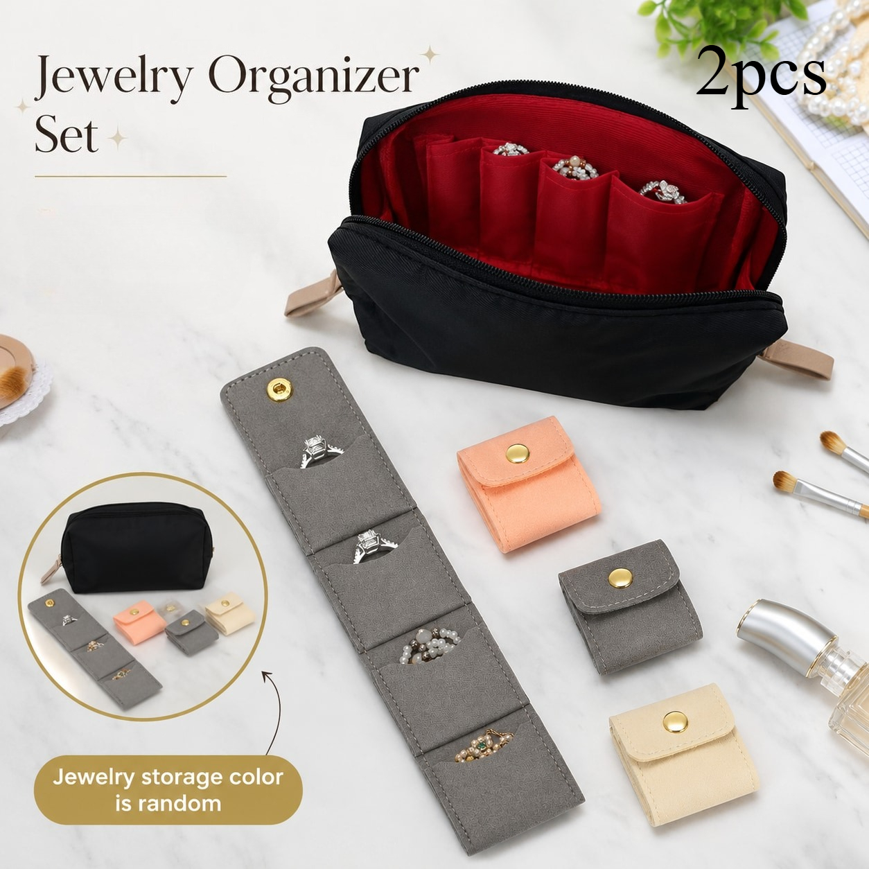 2er set reise make up tasche schmuck organizer zufällige