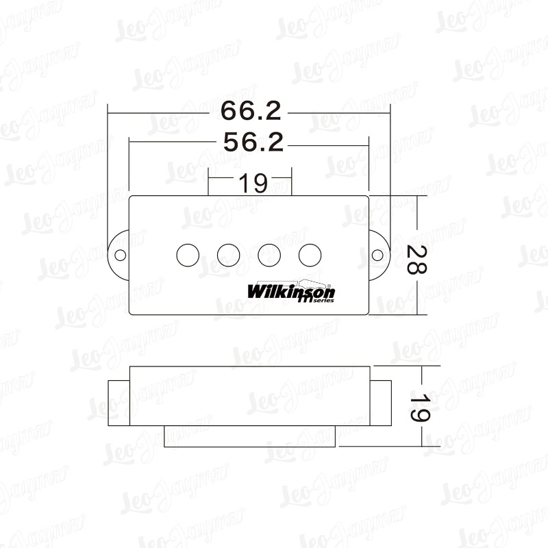 Wilkinson M Series WOPB Variable Gauss Ceramic Bass Humbucker Pickups Set for Precision Bass PB Style 4-String Electric Bass Guitar - High Quality, Durable
