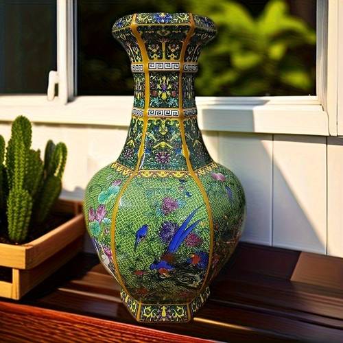 a jingdezhen official kiln enamel vase with floral designs ceramic flower container for home decor room