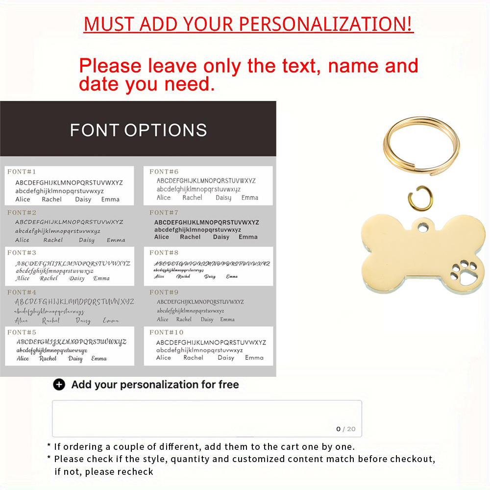 E-shop 1 Stück Personalisierter Hohler Hundepfoten-Knochen-Schlüsselanhänger, Haustieranhänger, Halsband-Schlüsselanhänger, Vorne Name Hinten Nummer,