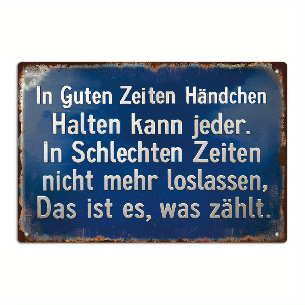 Image of Putuo Decor 1pc German Vintage Metal Tin Sign, In Guten Händchen Halten Kann Jeder, Wall Art Decor For Home Farmhouse Shop Bar Pub Cave, Gift For Lover