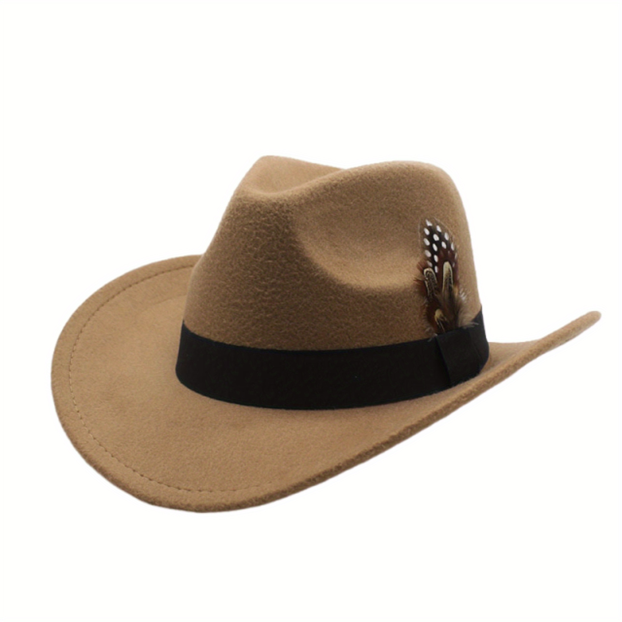 vintage black fedora hat soft feather accent wide brim - Temu display picture 1