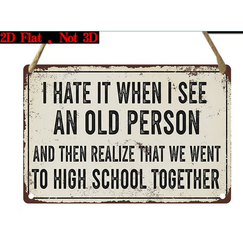 TEMU 2d Flat - Decorative Sign And Plague, 2d Flat Wooden Decorative Plaque, 1pc, Retro Fun Quote Wall Art "i Hate Elderly People..." - Farmhouse