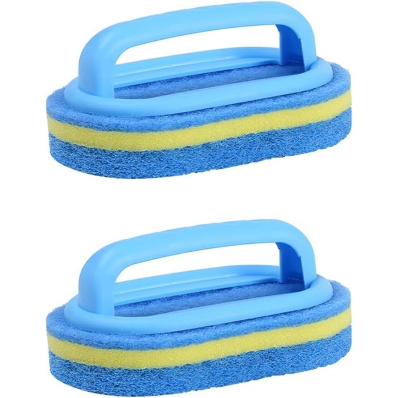 TEMU Set Of 2 Versatile Thick Handheld Brushes For Cleaning Pools, Featuring Sponges Suitable For Tiles, Walls, Floors, And Hot Tubs - Reusable Foam