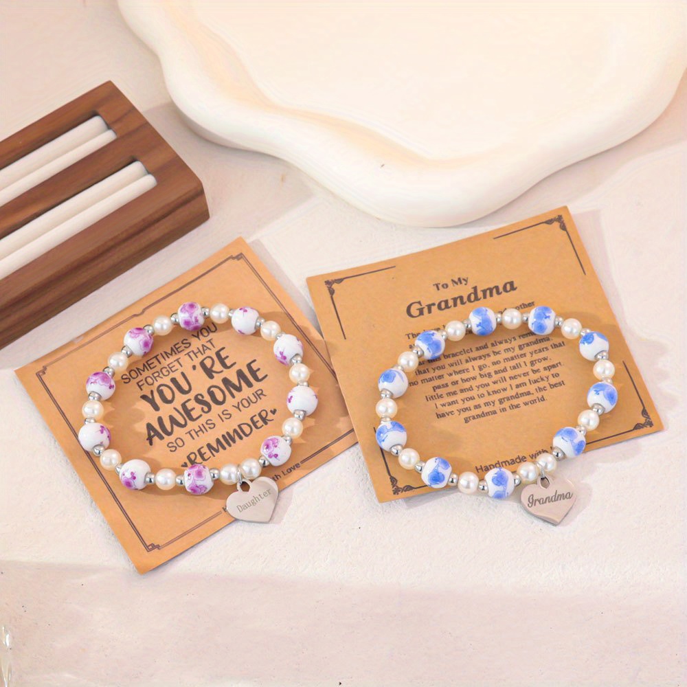 Bohemian Style Ceramic Bracelet with Flower Charms, Ideal Gift