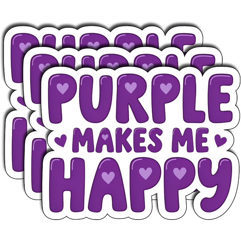 TEMU (3pcs) Purple 3 Inches Cute Purple Quotes Water Bottle Sticker, Laptop, Cup, Notebook, Phone Case, Diary, And Planner
