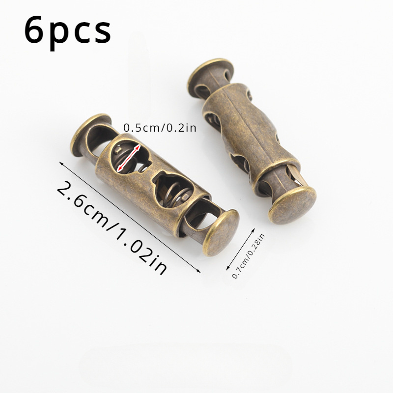 Image of 1 Set 6pcs Metal Spring Elastic Rope Fastener, Hoodie Drawstring Button, Adjust And Shrink Button.