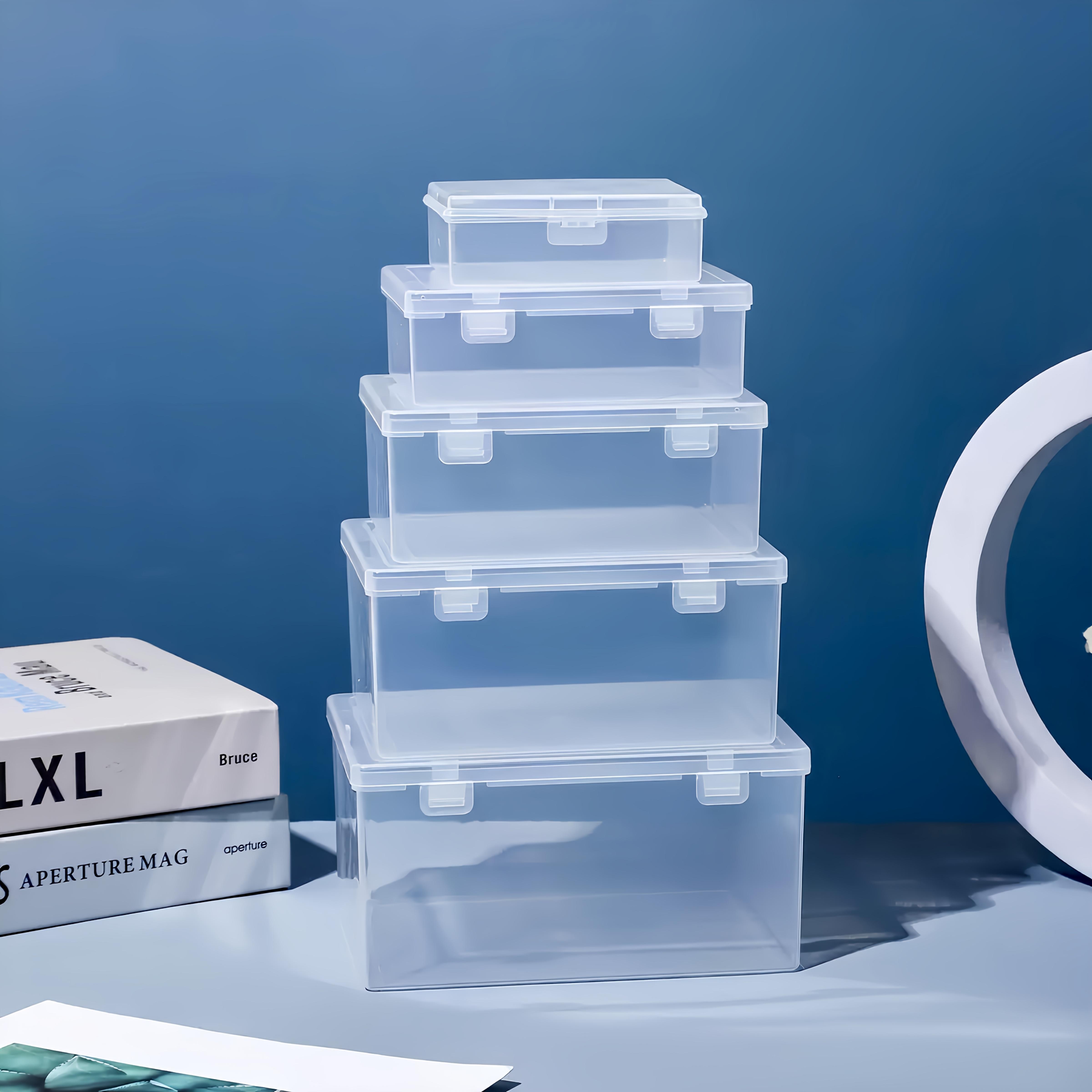 Image of 5pcs Transparent Stackable Storage Box Set With Lids - Dustproof Sealed Organizer Boxes For School Supplies, Jewelry, Office, And Handicrafts - Home, Closets, (gifts, Back To School, Black Friday)