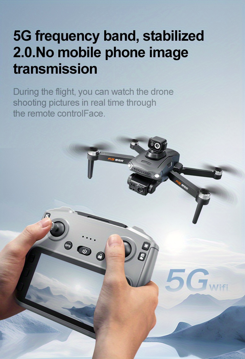 [5G Dual-mode Folding Drone]4K Optical Flow GPS Drone with WIFI FPV | Servo Gimbal Stabilization + Dual-lens Switch Aerial Photography | Two Batteries for 50-minute Long Battery Life + Omni-directional Obstacle Avoidance | USB Charging, Smart Follow/ One-key Return, Easy to Operate | Ideal Gift for Men/ Birthdays/ Festivals