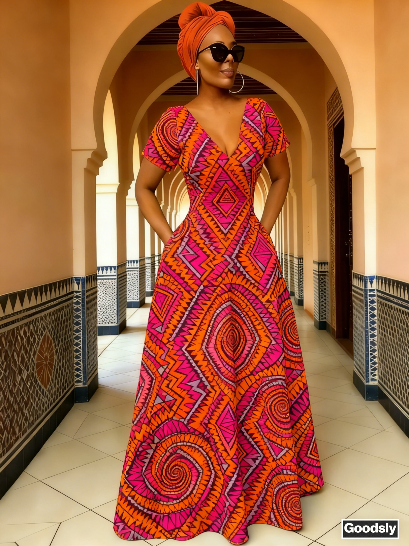 fitted lace wedding dress African Print Maxi Dress – Vibrant Floral Pattern – Mofab