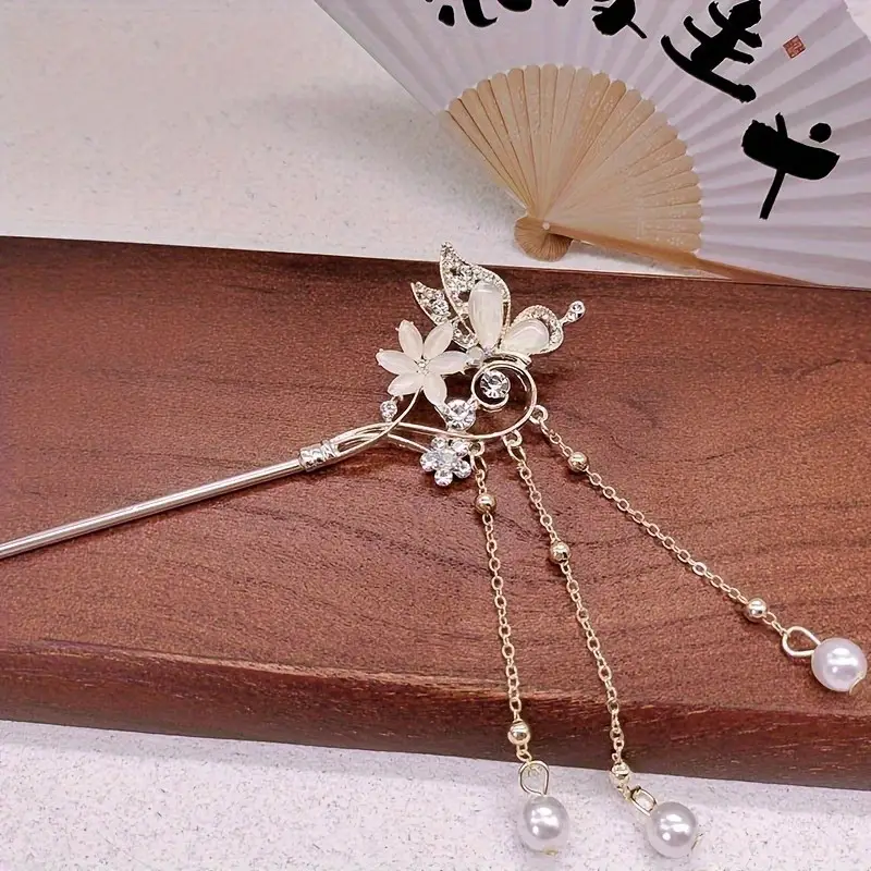 elegant retro   love flower cats eye hairpin high end chinese tassel accessory with sparkling crystals   womens party dresses holiday gifts for   cat earrings Product details 5