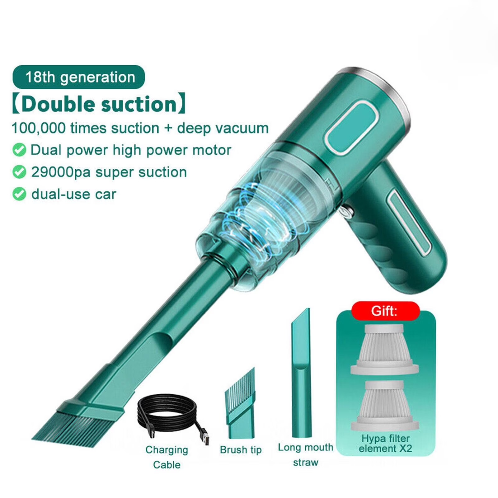 TEMU Vacuum Max Multi-nozzle Handheld Car Vacuum Portable Detachable Nozzles For Effective Cleaning Home Car Pet Hair Keyboard The Only Cleaner You