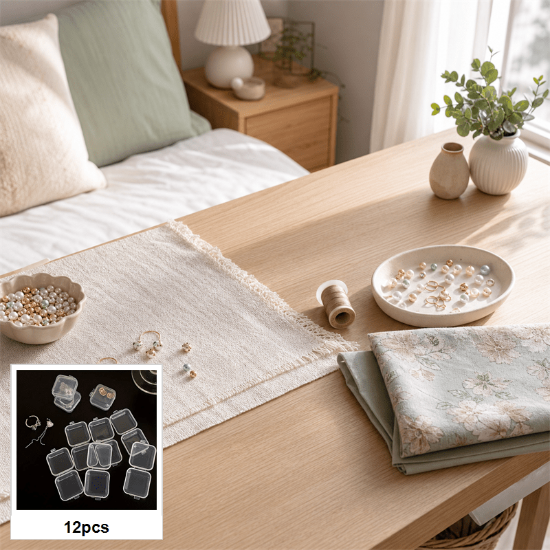 TEMU Set da 12 scatole portagioie quadrate in plastica con , mini portagioie e scatole porta accessori per la casa e la camera da letto per perline,