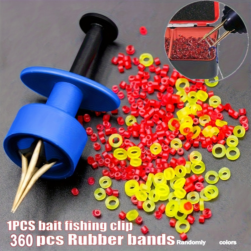 Image of 1 Fishing Clip Featuring 360 Elastic Rubber Bands, Designed For Worm Bait, And Suitable For Hand-tying Pellet Bait For Freshwater And Saltwater Fishing, Without Battery