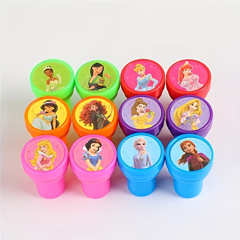 E-shop 12 Stück Prinzessin Stempel, Sortierte Farben Bastelset, Rund, Robustes Plastik Geeignet für Neujahrsgeschenke, für Scrapbooking, Geburtstags-