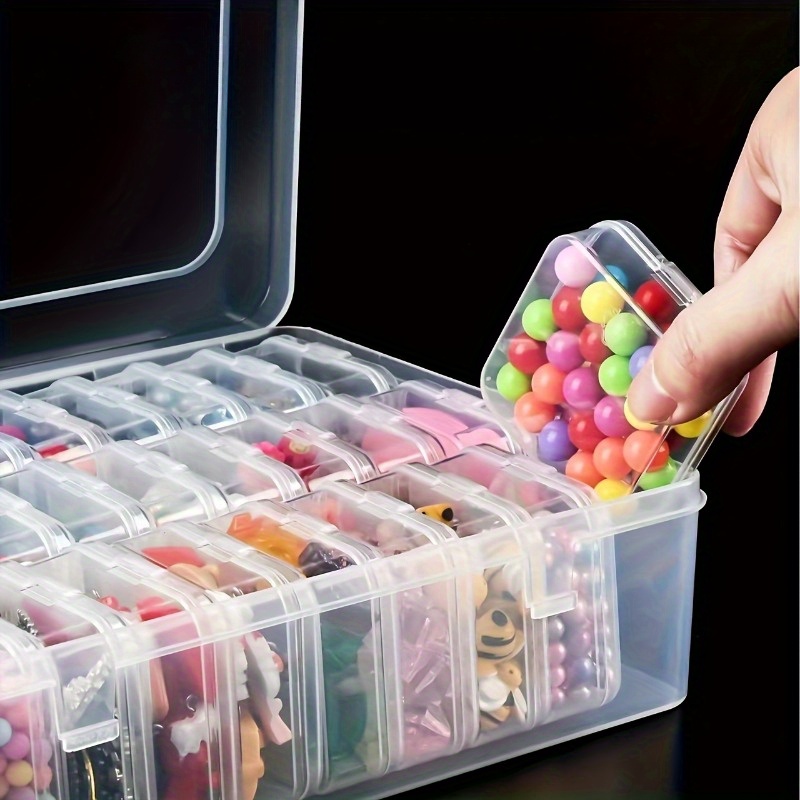 

Organisateur en plastique transparent avec compartiments réglables et contenants en prime - Solution de rangement polyvalente pour les perles, les bijoux et les manuels - Matériau , transparente