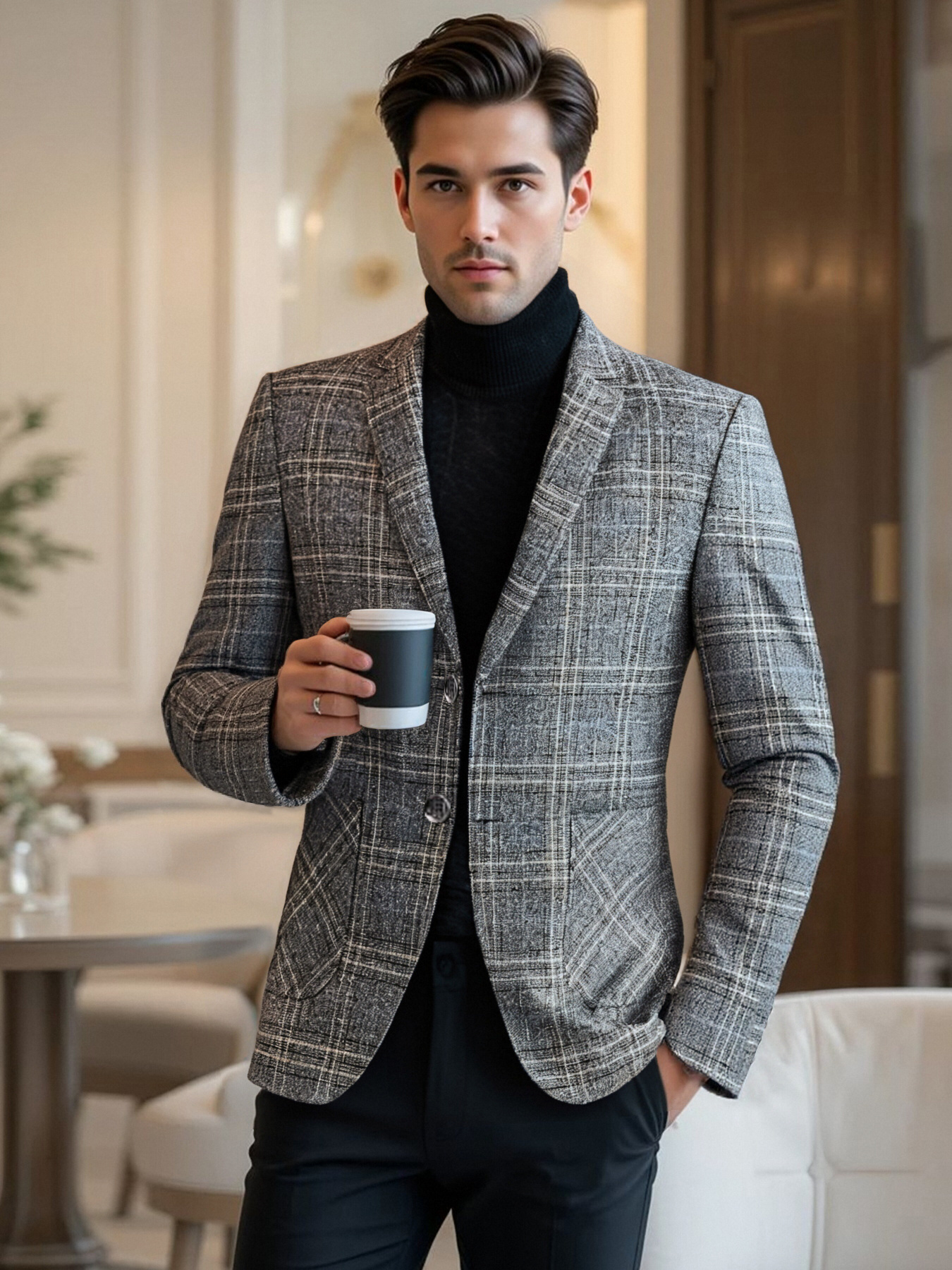 2025 light suit middle aged men stylish casual Temu Canada