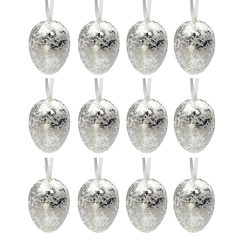 Image of 12pcs Of Silvery Decorative Hanging Ornaments, Decorative Easter Decorations, Multi-functional Home Indoor Wreaths And Wall Decorations.