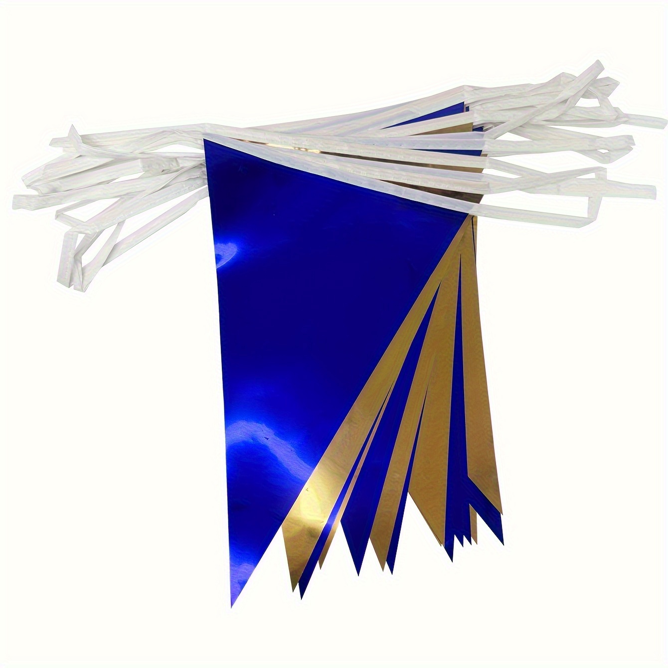 1 set of 33   20 sided triangular flag blue golden triangular flag horizontal flashing royal blue golden triangular flag   ribbon decoration suitable for indoor and outdoor decoration bridal parties sailing themed parties
