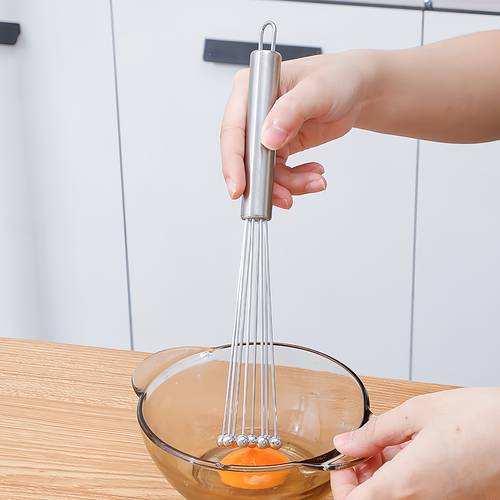 Stainless Steel Ball Whisk, Spherical Bead Design No- , Handheld Manual Stirring Stick, Whip Eggs/Cream/Batter, Mix Coffee/Sauce/Butter, Rust-Proof Dishwasher Safe, Baking Kitchen Tool Holiday Gift