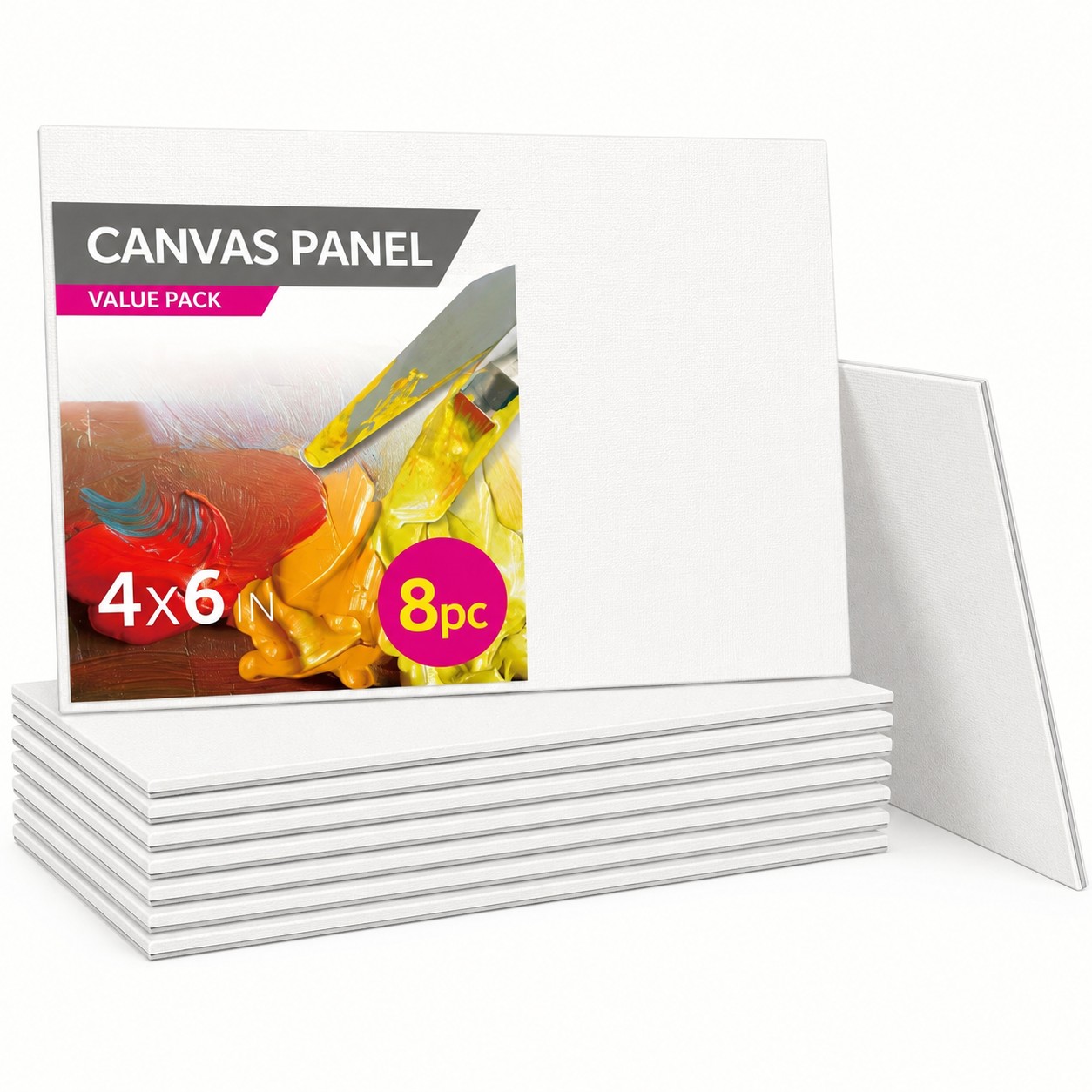 TEMU 8pcs Artist Grade Canvas Boards, 10x10 Cm And 10x15 Cm White Blank Painting Panels For Acrylic Oil Gouache Tempera