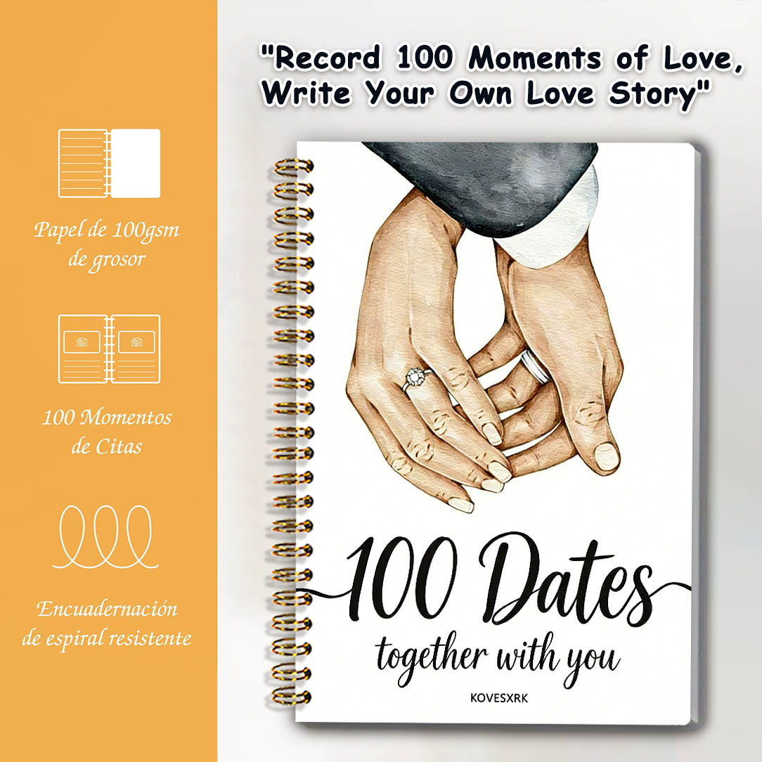 TEMU Kovesxrk Couple's 100 Dates Journal - Photo-friendly Soft Cover Love Diary With Date & Location Suitable For Valentine's Gifts, Wedding,