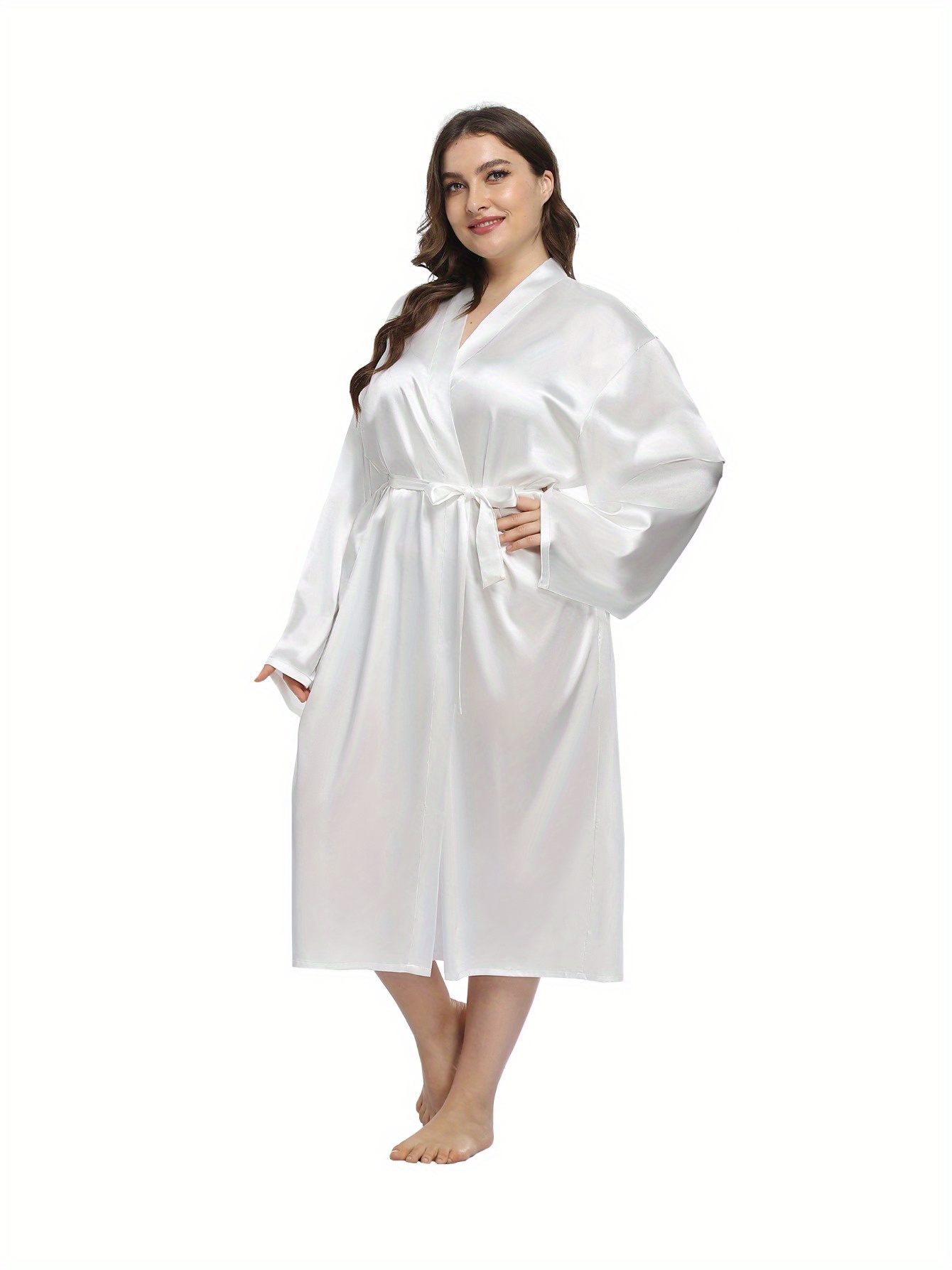 ladies satin dressing gowns Robe Womens Plus Size Housecoat Womens Satin Robe Plus Size Long Silky Gown Temu LowStock:43293984227379
