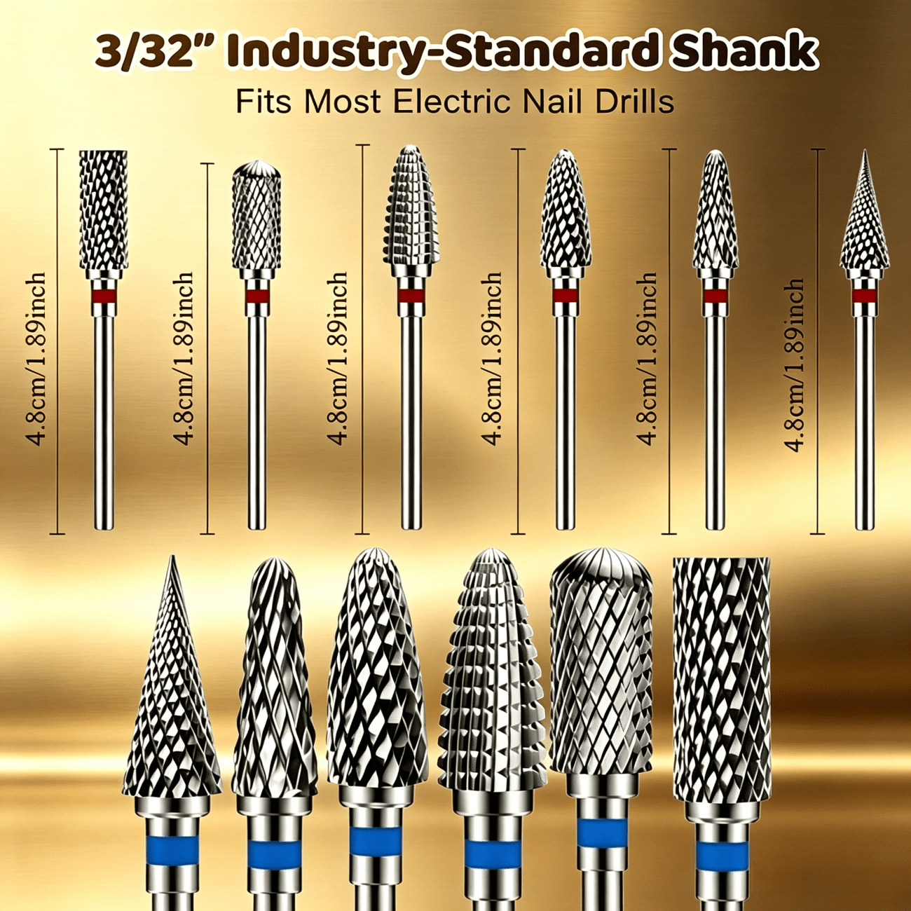 10pcs Multi-Shape Tungsten Carbide Nail Drill Bit Set