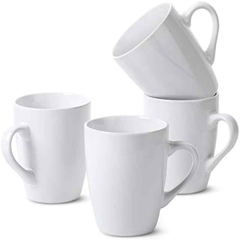 set 4 elegant white fine bone china coffee mugs 12oz - Temu