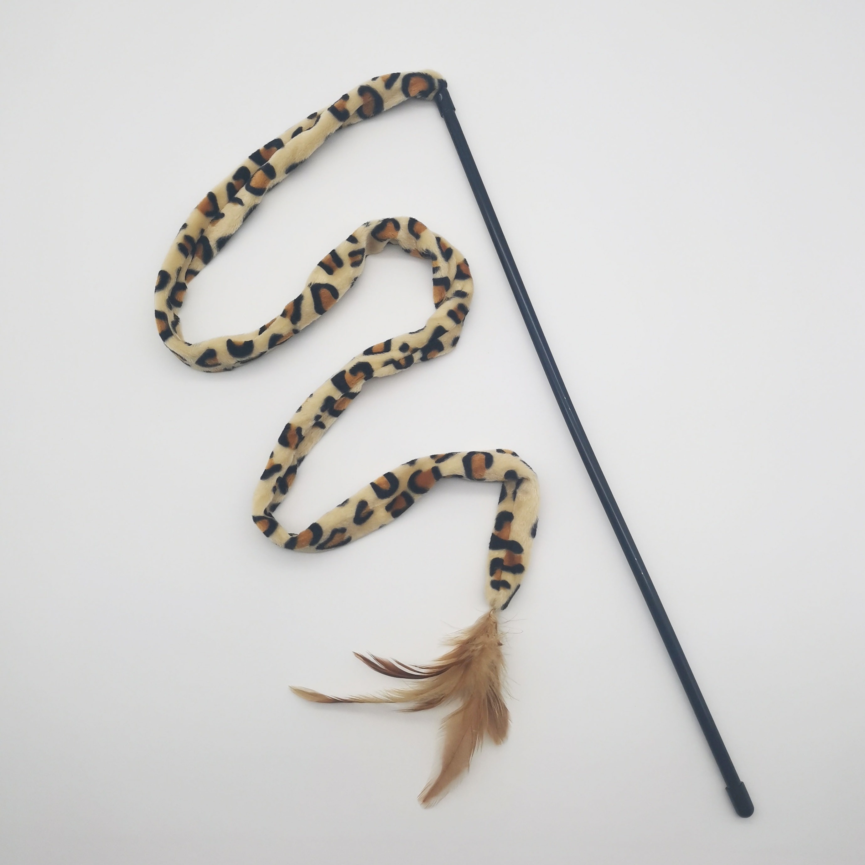 Leopard Print Cat Teaser Wand - Interactive Cat Teaser Stick, Made Of Durable Polyester Material, Suitable For All Cat Breeds, With Simulated Feathers, Without Battery