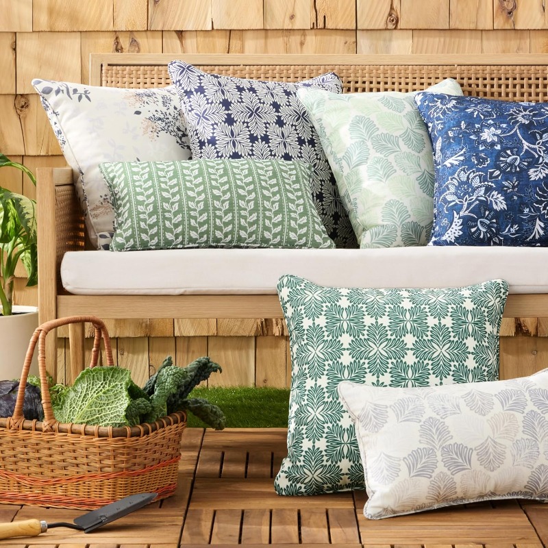 Set of 2 Decorative Pillows for Indoor And Outdoor Use, Featuring a Modern Navy Blue Design That Is UV Fade Resistant And Water Repellent, Measuring 18X18 Inches