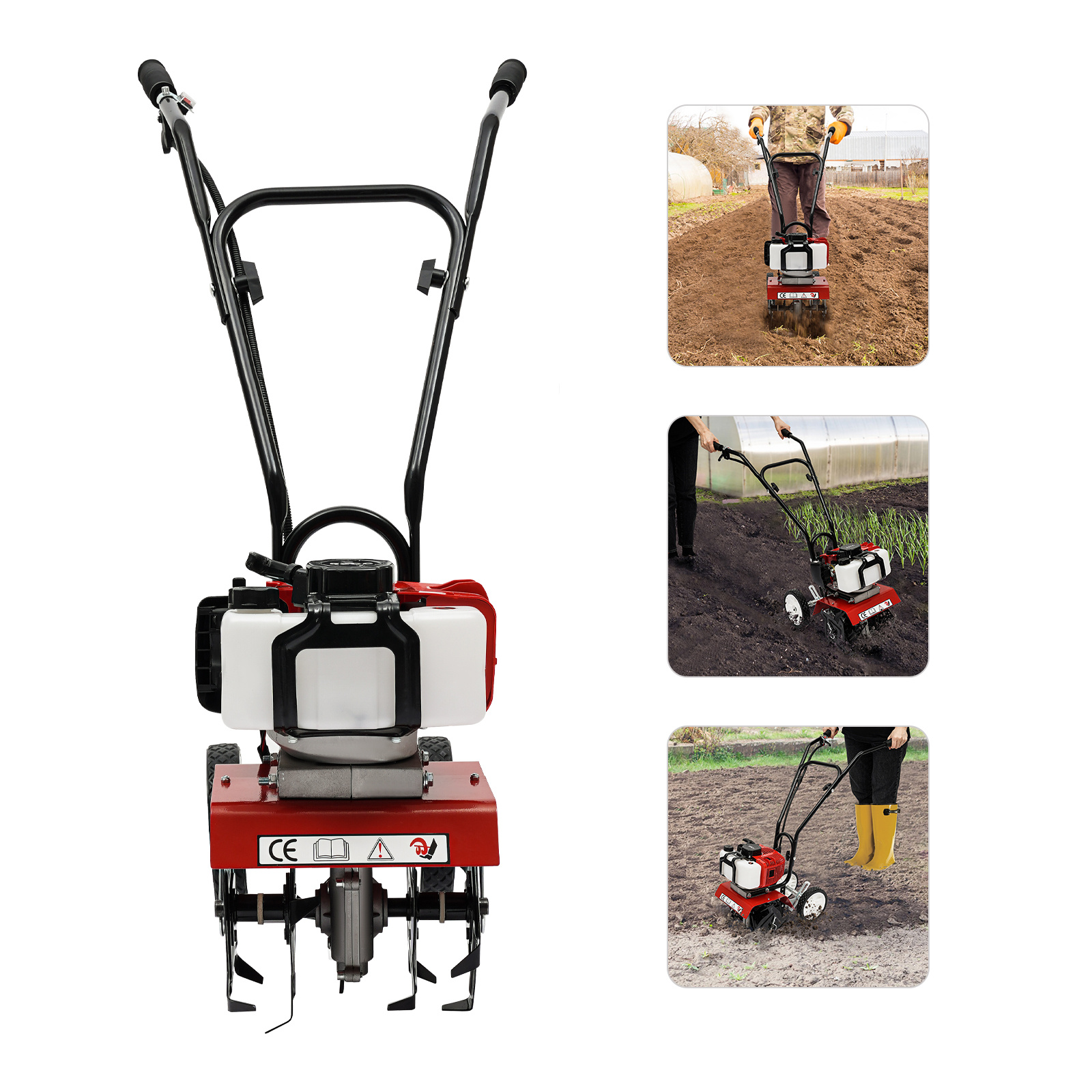 Manual Deep-Tilling Lawn Aerator & Soil Aerator Tool with Weeding, Ditching System - Heavy-Duty Mini Cultivator for Farmland, Orchard, - Portable for small-Scale Soil Loosening, Assembly Required (Compatible with Farms, Greenhouses)