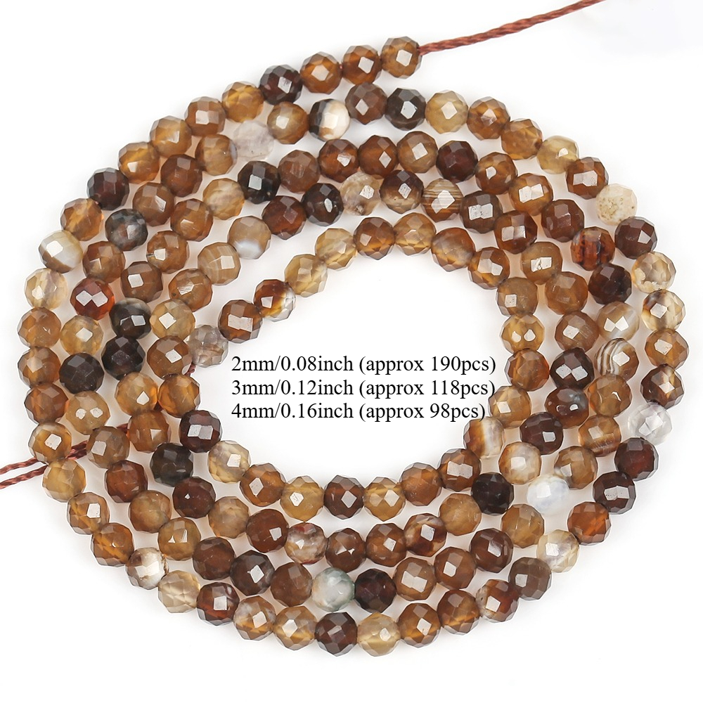 TEMU Perles d'espacement rondes en onyx naturel faceté de 2 à 4 mm pour la fabrication de bijoux, bracelets et , ajout de 15 pouces