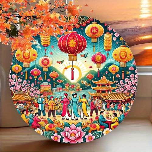 2d flat 1pc 2d flat 8x8inch china spring festival celebration theme tinplate painting high definition printing suitable for living room bedroom restaurant decoration ideal gift for holiday and enthusiasts 2d flat room decor