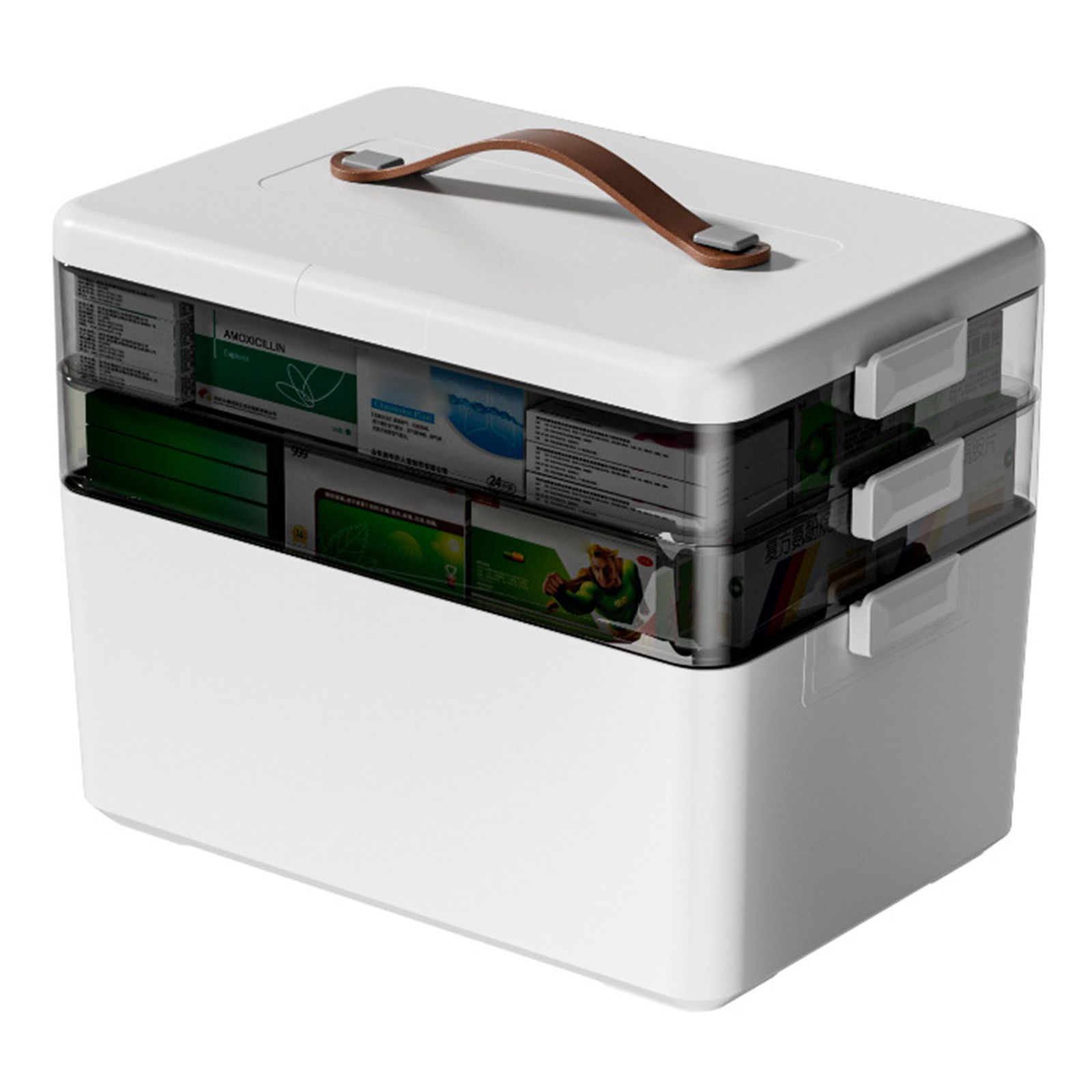 TEMU 3- Tier Large Capacity Medicine Cabinet Home Medicine Cabinet Desktop Plastic Storage Box Dustproof Portable Thickened Oversized Medicine