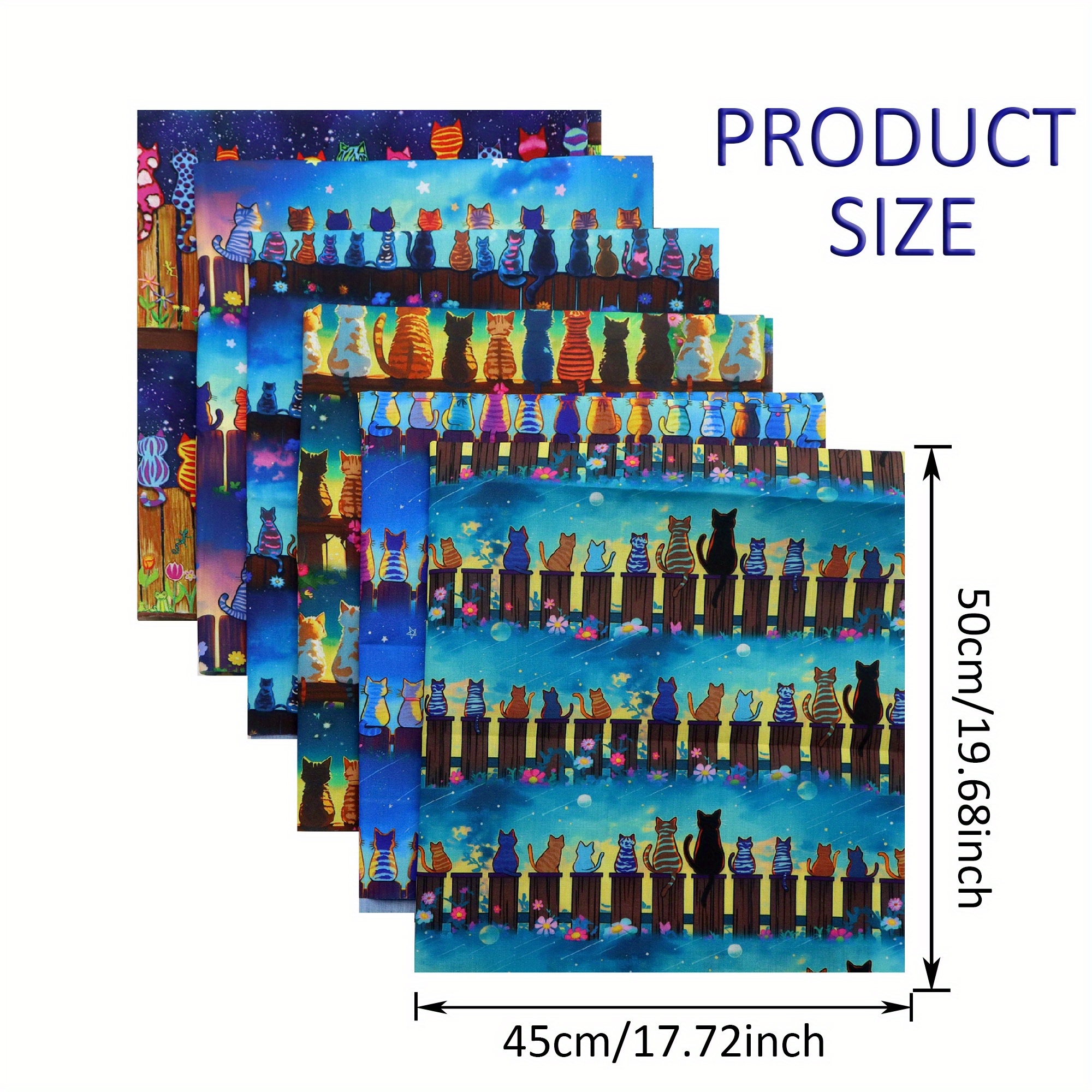 Image of Set Of 6pcs Measuring 17.7x19.68 Inches (45x50 Cm) Featuring A Starry Night And , Made From High-quality Thick Fabric Blend Suitable For Projects, Quilting, Gift Wrapping, And Decoration