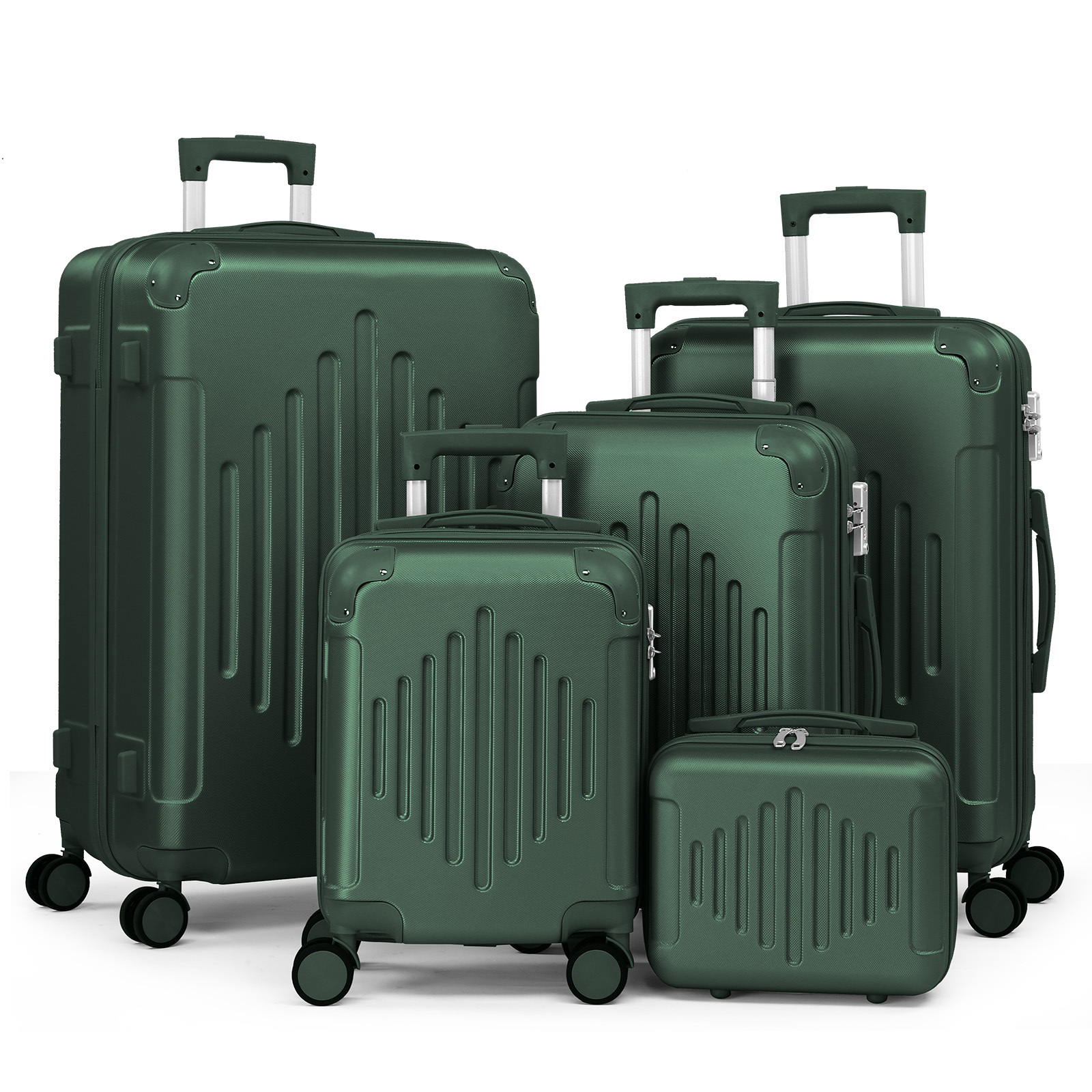 TEMU Luggage 4/ 5pcs Sets, Luggage Set With Spinner Wheels And Lock, Carry On Lightweight Hard Shell Luggage, Suitcase, Green