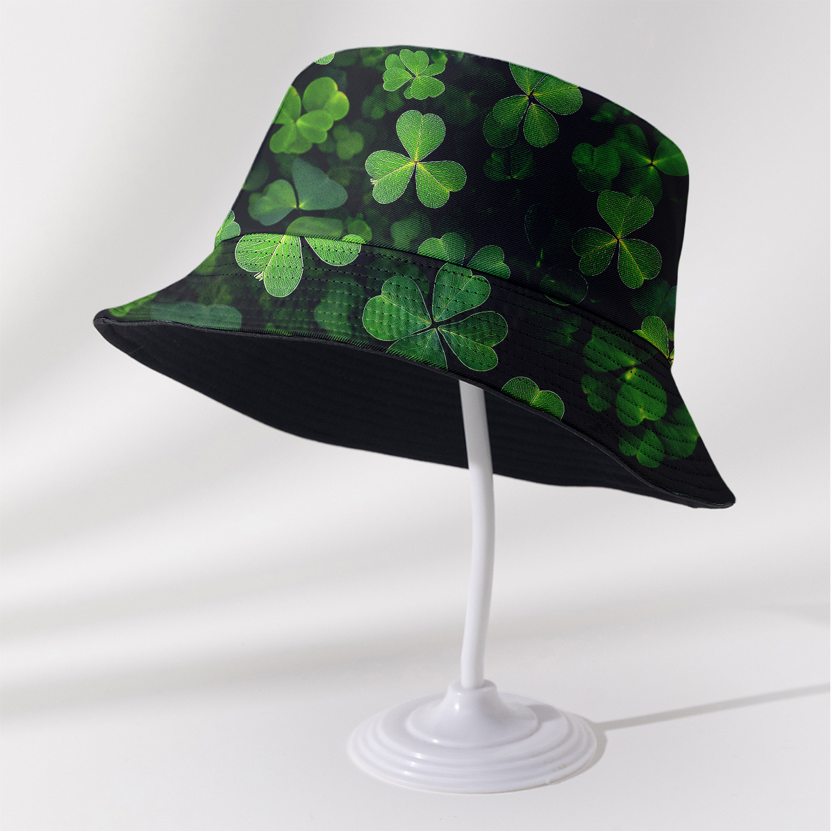 TEMU 1 Double-sided Printed Bucket Hat, Universal For Three-leaf Clover, Green, Botanical. A Stylish Summer Fishing Hat Suitable For Men And Women,