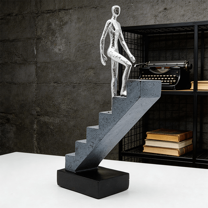 Collectible Architectural Climbing Staircase Figure Statue - Resin Miniature Stair Ornament Suitable for / Use, Multi-Room Decor with Ascending Steps, Modern Tabletop Display for Home, Office, Balcony Decoration
