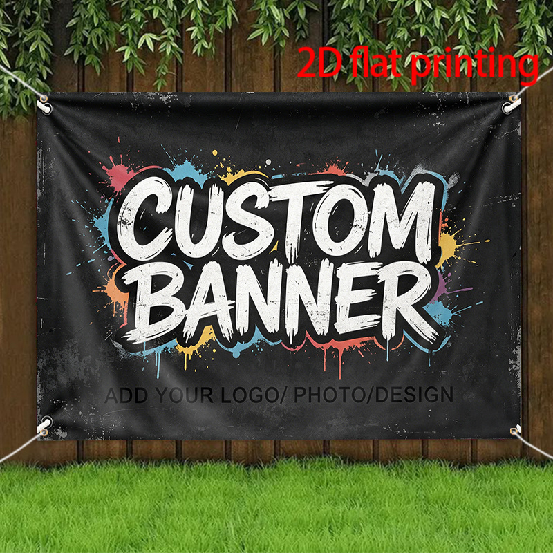 TEMU 2d Flat, 2d Flat - 2d Flat, 1pc Customizable Large Event Banner - Personalized Text, Logo, Or Photo, Signage - 4 Standard Sizes Durable Fabric
