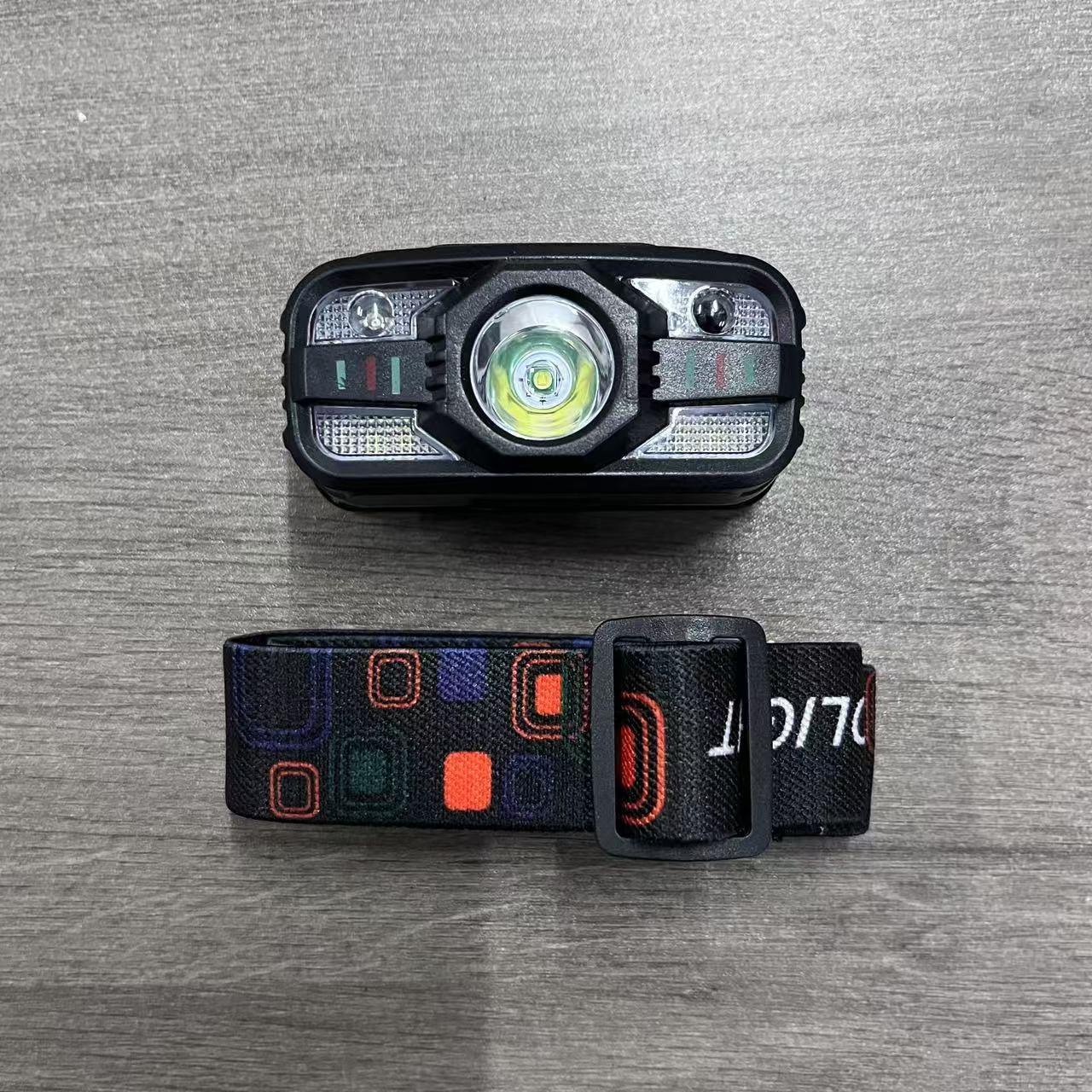 TEMU 1pc Led Headlamp, Cob Floodlight Flashlight With Red Light , Angle Adjustable Usb Rechargeable Fishing Torch, Motion Sensor Camping Light For