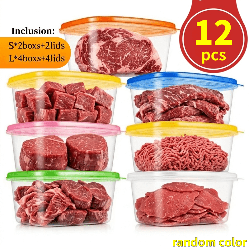 TEMU 12 pezzi (6 pezzi in scatole e 6 pezzi con coperchi, colori casuali) Contenitori per la conservazione degli alimenti, riutilizzabili e con