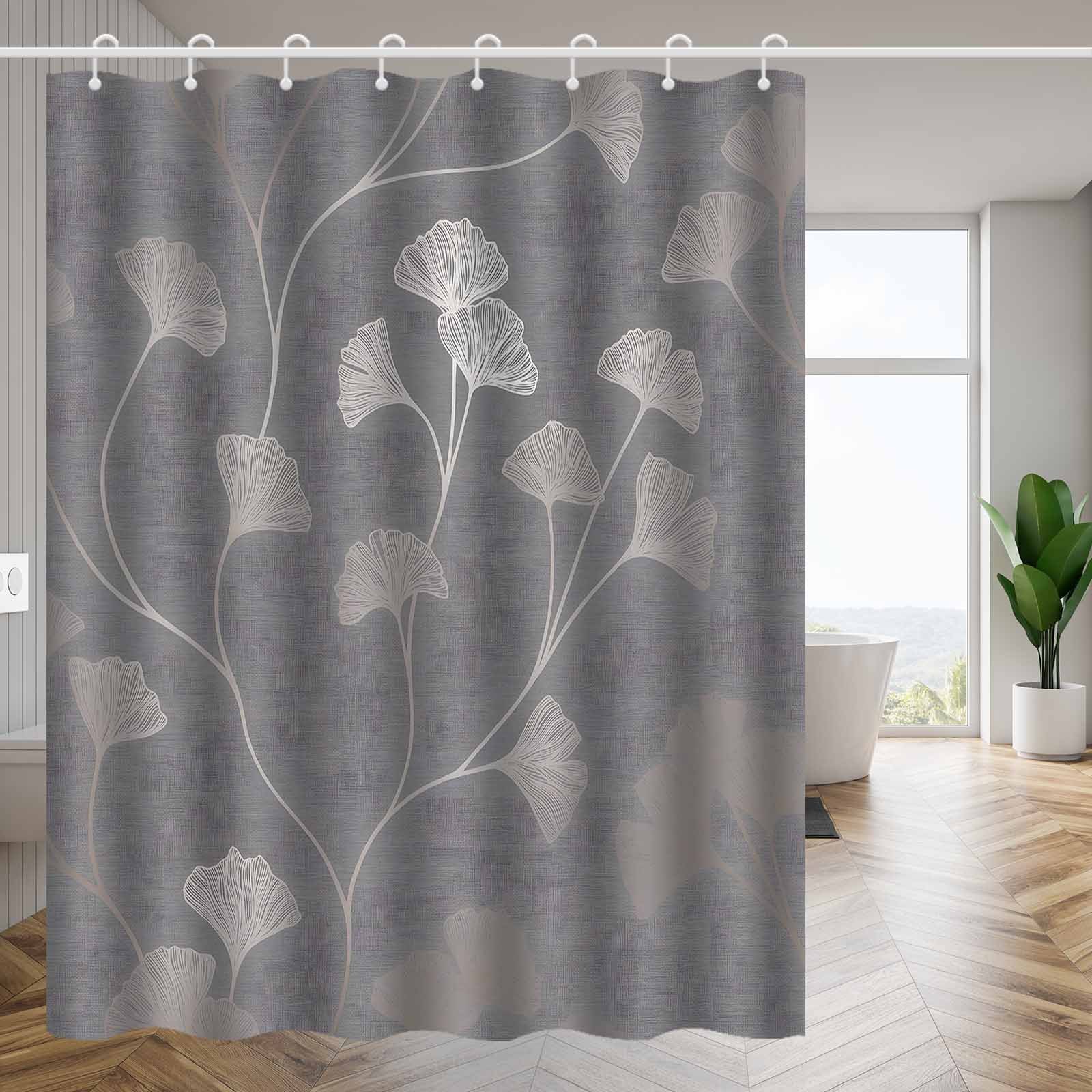 TEMU Jit1pc Stylish Vintage Ginkgo Leaf Design Shower Curtain, Luxurious Elegant Bathroom Curtain, Decorative Shower Curtain For Home, Partitioned