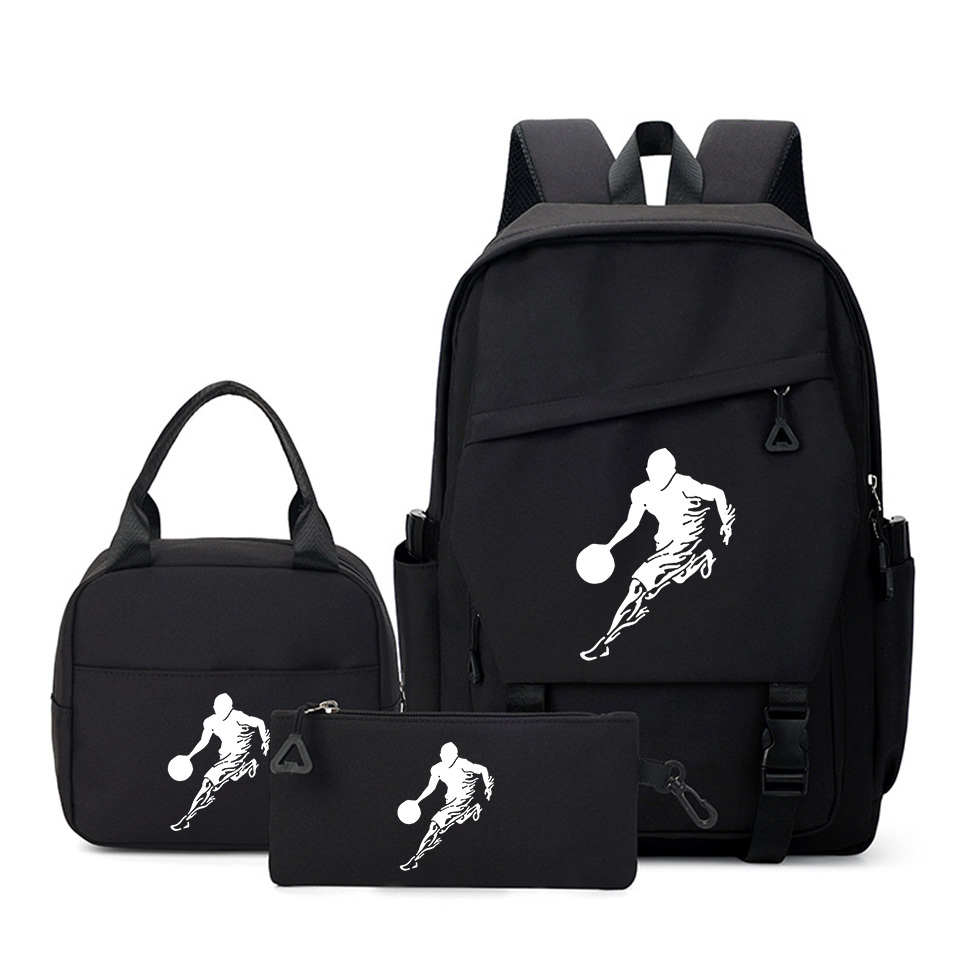 TEMU 3pcs Basketball Backpack Set, Casual Solid Color 2d Printing Backpack Set, Daily And Travel Bags, Design | Durable Backpack, Outdoor Use
