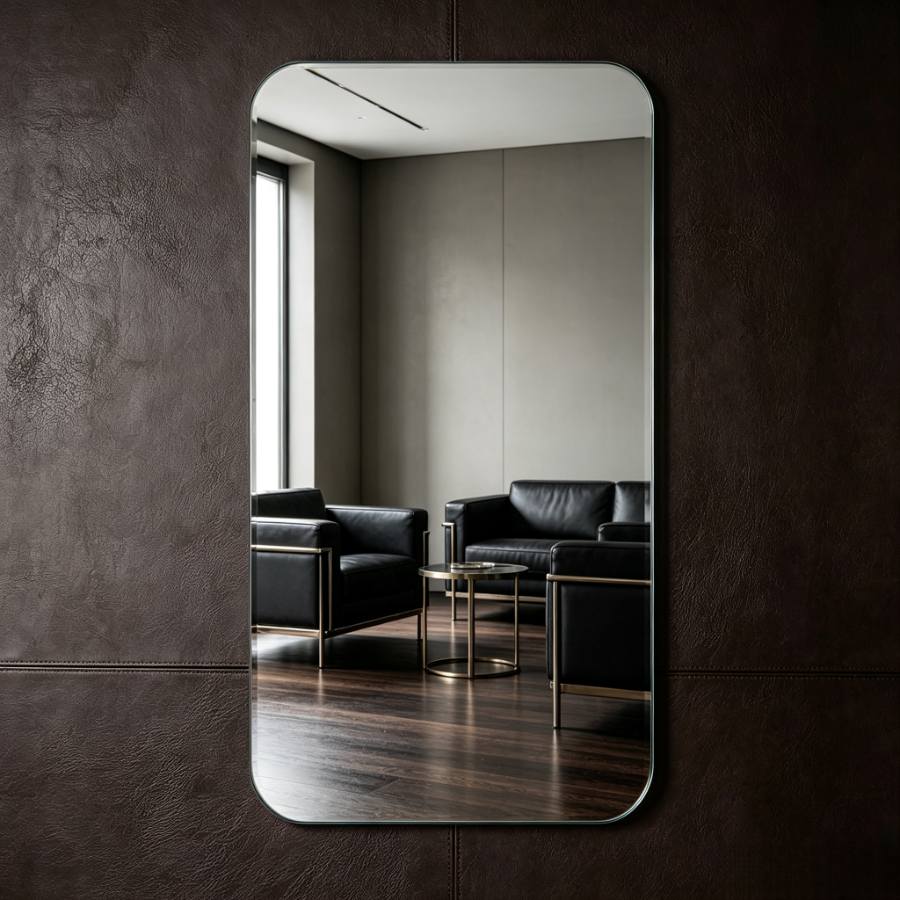 Acrylic Vertical Rounded Corner Wall Mirror