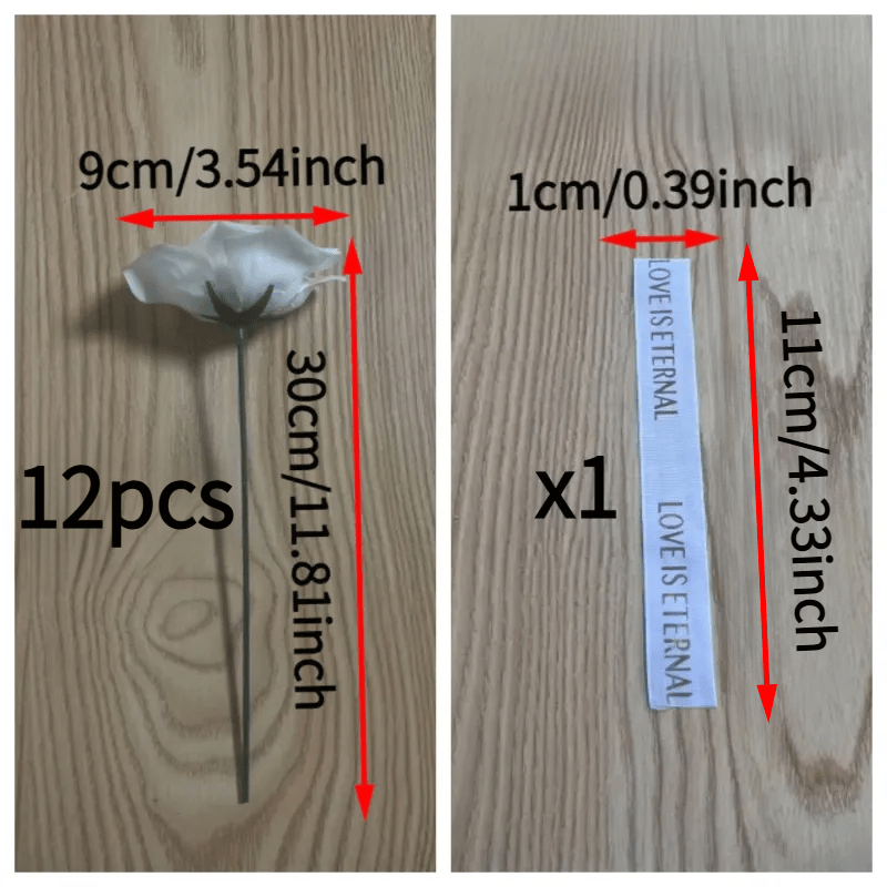 TEMU 12-stem White Artificial Rose Hand-held Bouquet, With A Decorative Ribbon. High-quality Artificial Rose Bouquet, Suitable As A Valentine's Day