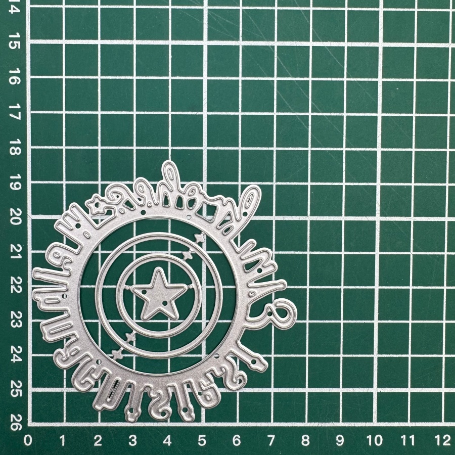Image of Round Cutout Metal Cutting Dies For Diy Scrapbooking, Card Making, Stencils, And Photo Albums – "merry Christmas" Design